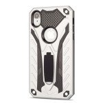 Wholesale iPhone Xr 6.1in Armor Knight Kickstand Hybrid Case (Silver)